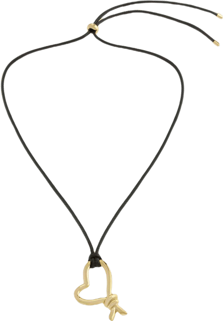 Gold Heart Knot Pendant Slider Necklace