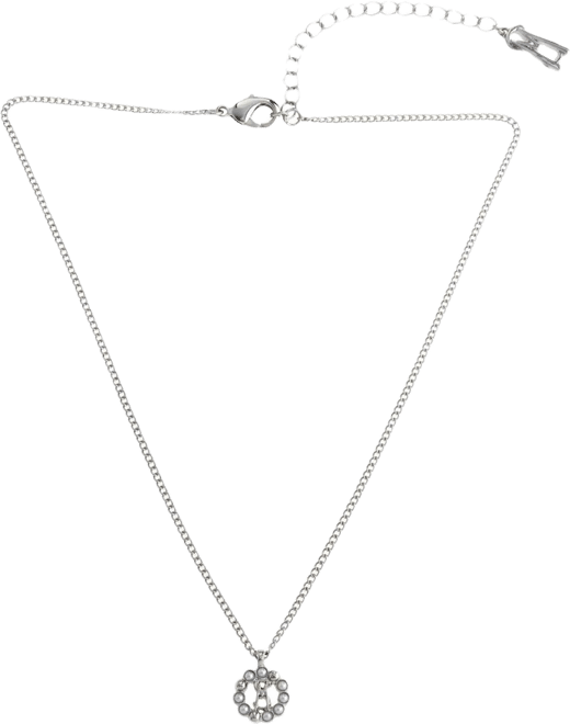 Faux Cultured Pearl Signature Circle Pendant Necklace