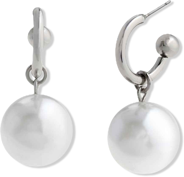 Faux Cultured Pearl Charm Huggie Earrings