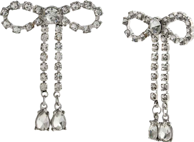 Faux Stone Rhinestone Bow Earrings