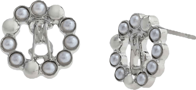Faux Cultured Pearl Signature Circle Stud Earrings