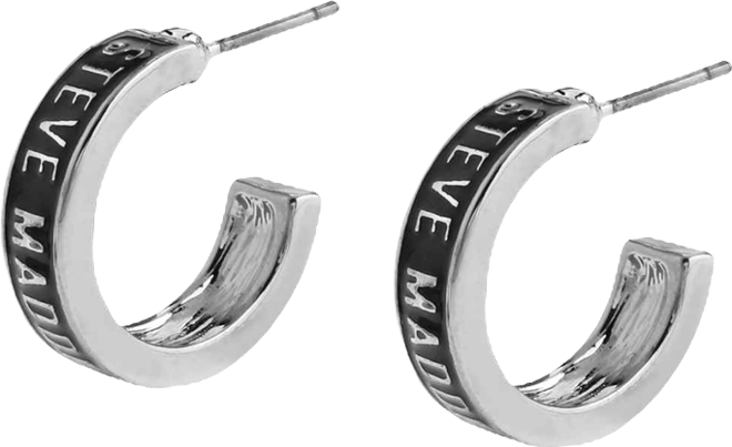 Black Signature Logo Huggie Earrings