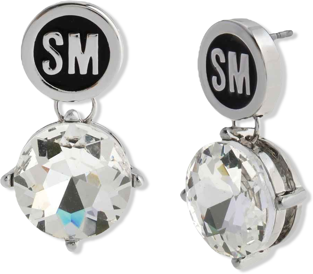 Faux Stone Signature Logo Drop Earrings