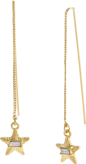 Faux Stone Crystal Star Charm Threader Earrings