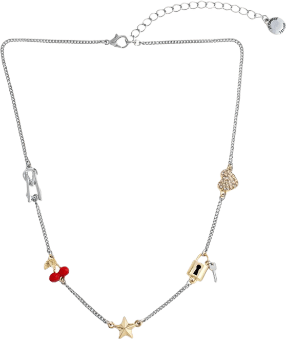Faux Stone Signature Cherry Charm Bib Necklace