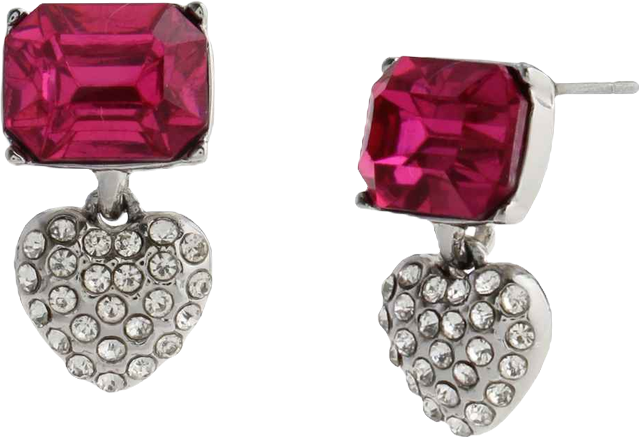 Faux Stone Heart Charm Drop Earrings