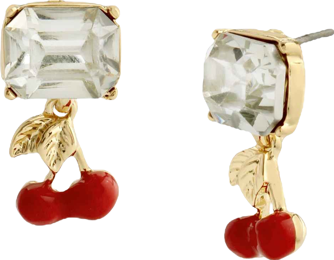 Faux Stone Cherry Charm Drop Earrings
