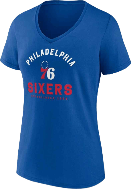 Women's Royal Philadelphia 76ers Unrivaled V-Neck T-Shirt