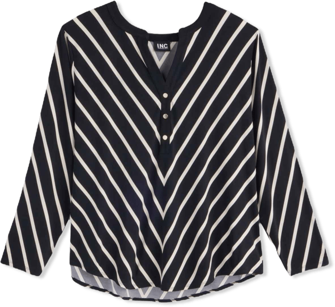 Plus Size Mitered Stripe Half-Placket Shirt, Macy's Exclusive