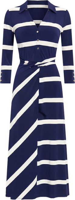 Petite Striped Collared Shirt Dress