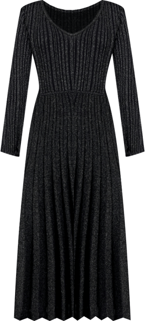 Women's Ribbed Metallic Midi Dress
