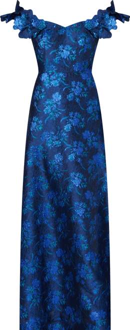 Petite Floral Off-The-Shoulder Gown