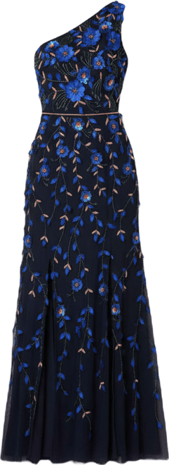 Women's Beaded One-Shoulder Long Dress