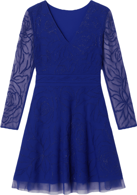 Women's Beaded Long-Sleeve Mini Dress