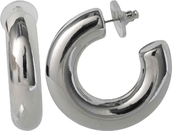 Chunky Silver-Tone Hoop Earrings