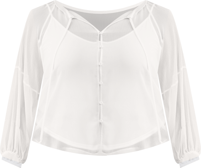Trendy Plus Size Crinkle-Chiffon Tie-Neck Blouse, Macy's Exclusive
