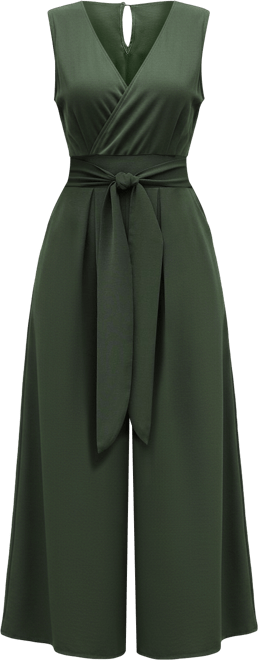 Women's Sleeveless Tie Front Jumpsuit
