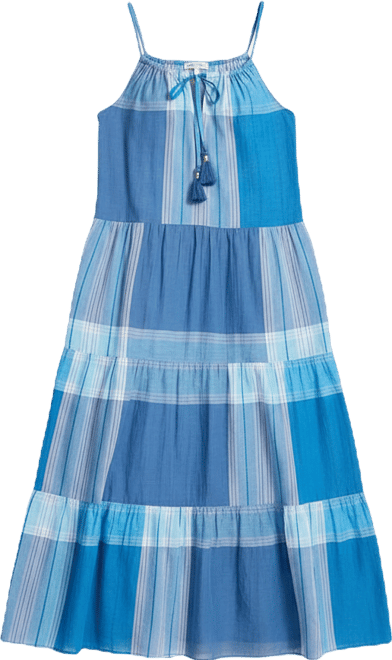 Women's Plaid Tiered Midi Dress