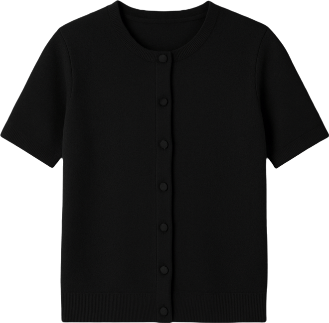 Women's Covered Button Crewneck Cardigan Sweater