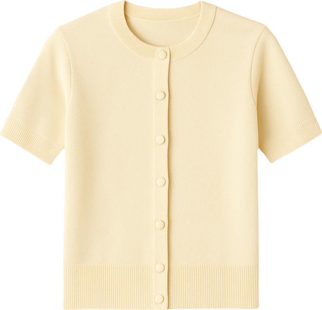 Women's Covered Button Crewneck Cardigan Sweater