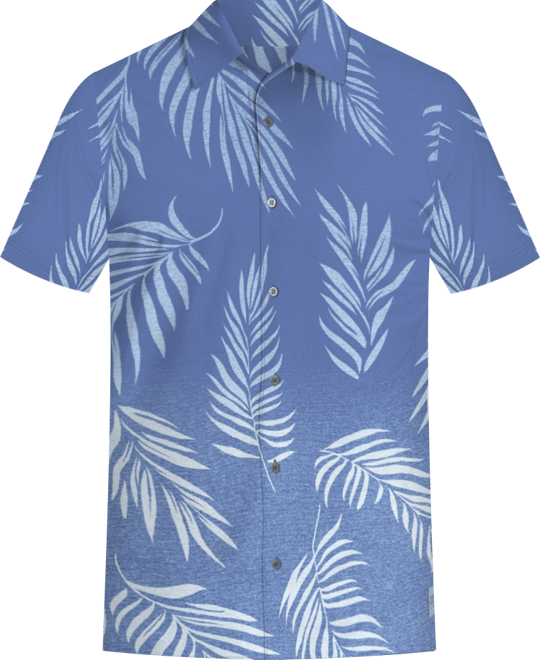 Men's Botanical Print Short-Sleeve Button-Down Woven Golf Shirt