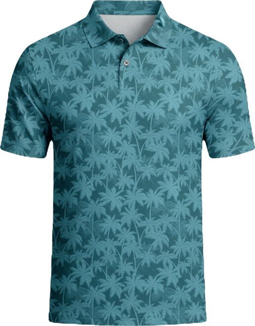 Men's All-Over Geometric Palm Print Short-Sleeve Golf Polo Shirt