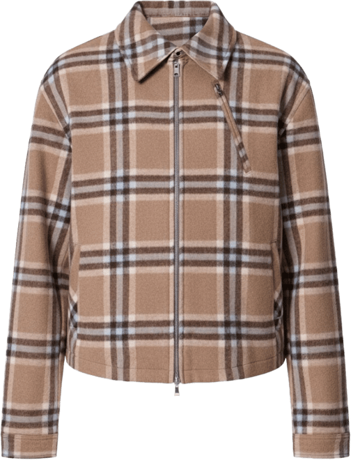 Men's Plaid Flannel Front Zip Jacket