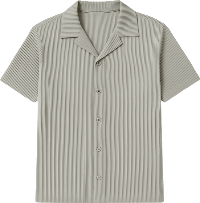 Men's Pleated Button Up Shirt