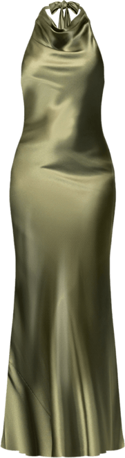 Women's Halter-Neck Sleeveless Satin Gown