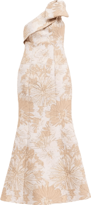 Women's Jacquard Bow-Trim One-Shoulder Gown