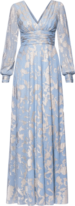 Women's Metallic V-Neck Ruched-Waist Gown