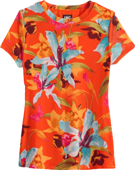 Women's Printed Mesh Top, Macy's Exclusive