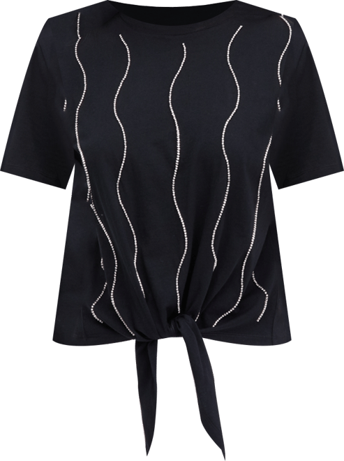 Women's Embellished Tie-Front Tee, Macy's Exclusive