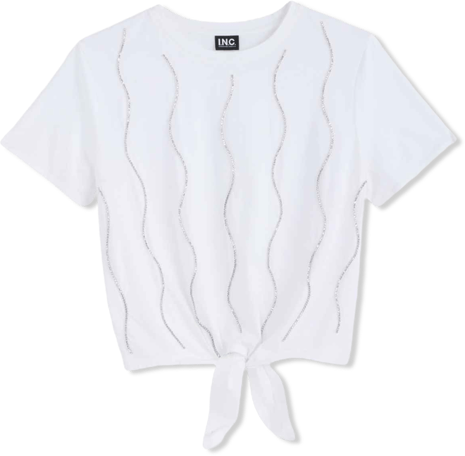 Women's Embellished Tie-Front Tee, Macy's Exclusive