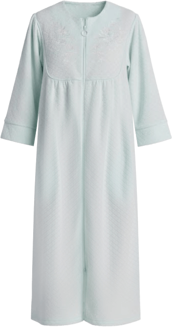 Women's Long-Sleeve Solid Long Zipper Robe