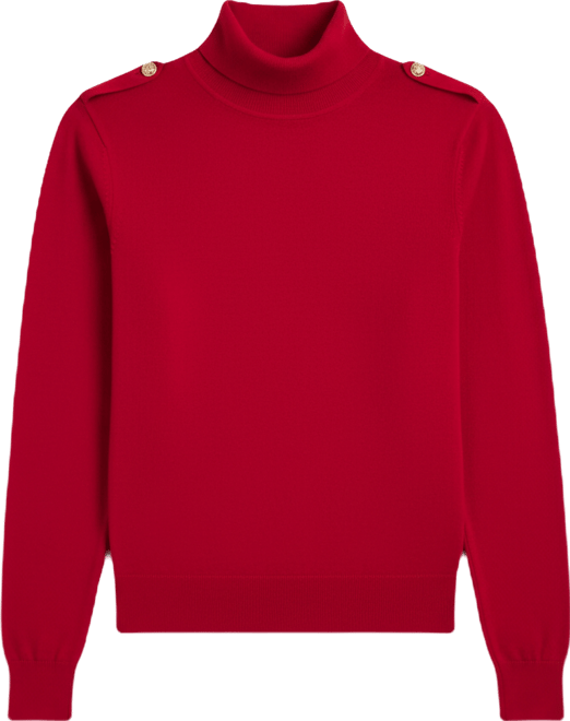 Women's Wool Epaulette Roll-Neck Sweater