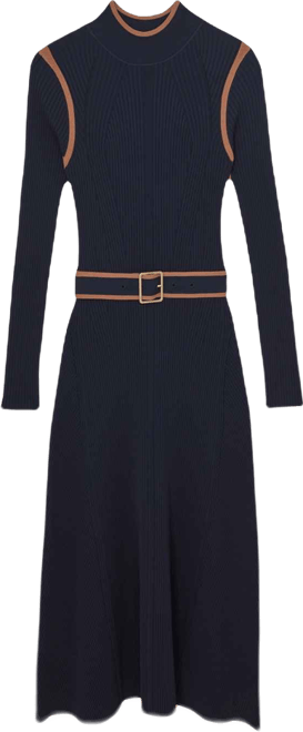Women's Color-Block Rib-Knit Midi Dress