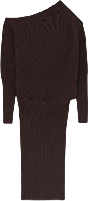 Women's Off-The-Shoulder Ribbed Midi Dress