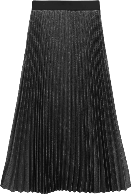 Women's Metallic Pleated Midi Skirt