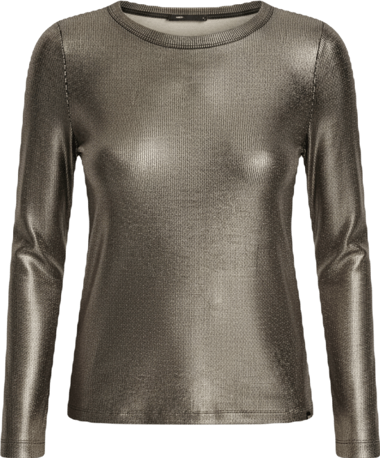 Women's Foil Rib Crewneck Long Sleeves Top