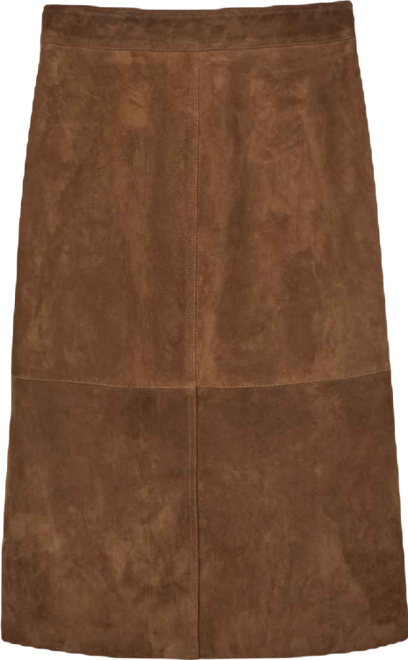 Women's Suede Straight-Fit Midi Skirt