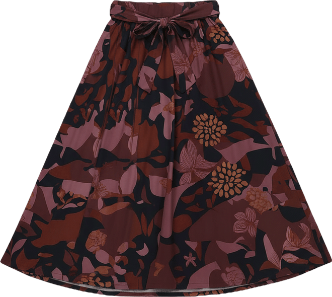 Plus Size Fall Floral Print Maxi Skirts