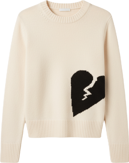 Women's Heart Motif Crewneck Sweater