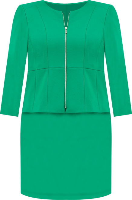 Plus Size Zip-Front Jacket & Slim-Fit Skirt