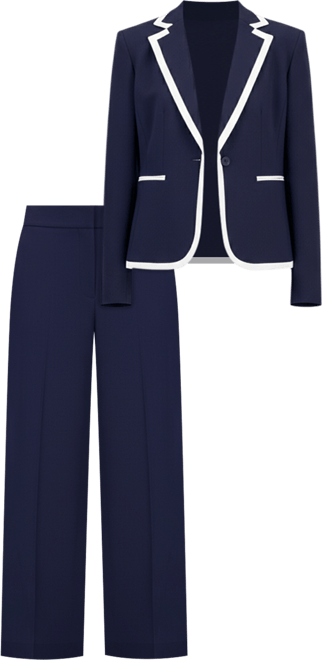 Women's Notch-Lapel Colorblocked Pantsuit, Regular & Petites