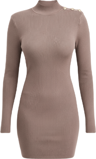 Women's Long-Sleeve Button Alyssia Ribbed Dress