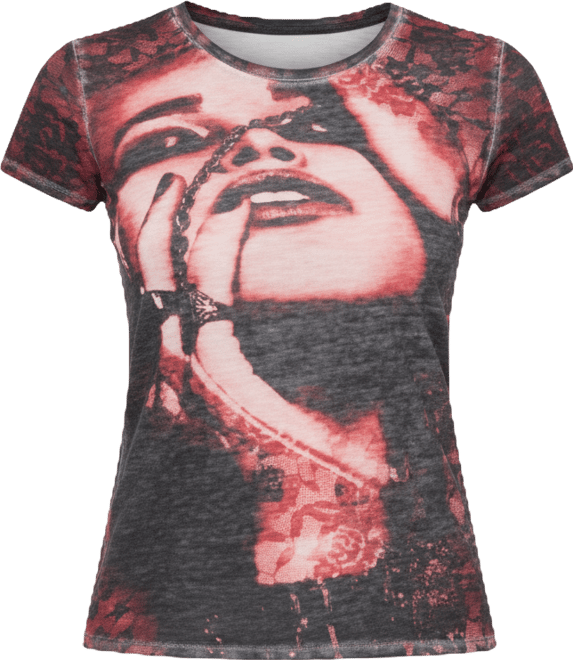 Women's Short-Sleeve Lace Face T-Shirt