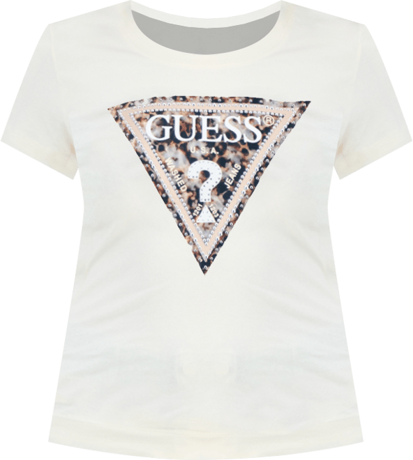 Women's Short-Sleeve Leopard Triangle Logo T-Shirt