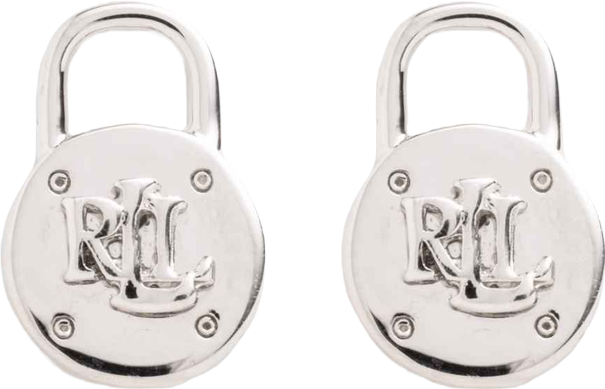 Silver-Tone Logo Padlock Stud Earrings