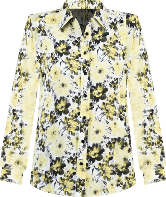 Women's Floral-Print Satin Button-Front Top, Regular & Petite